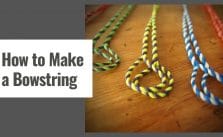 Bowstring materials and tools arranged for archery bow maintenance