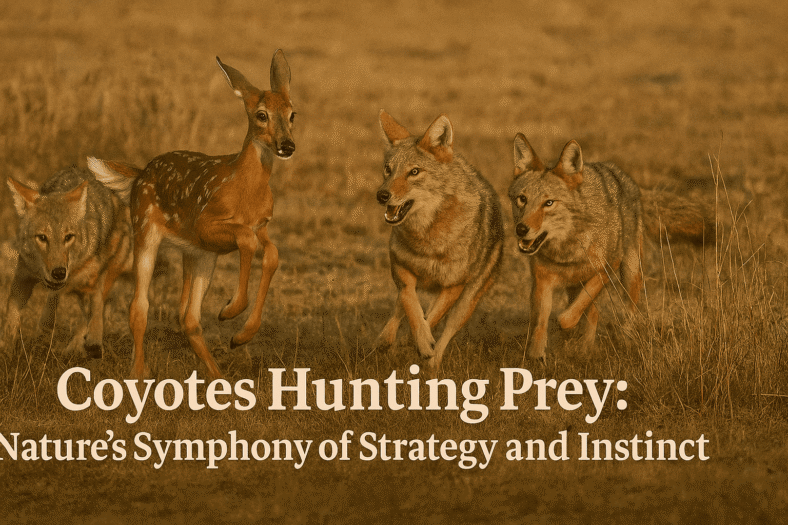 Coyote hunting prey behavior and wildlife movement guide