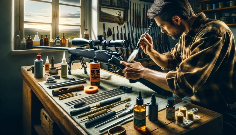 Rifle barrel cleaning guide with safe bore care supplies