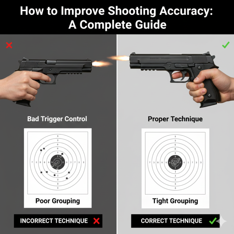Shooter practicing accuracy fundamentals at a supervised range with a paper target
