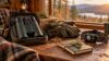 Binoculars, gloves, headlamp, and field notebook arranged as outdoor gifts